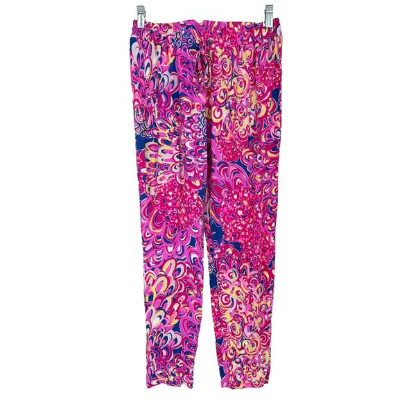 Lilly Pulitzer Women S Lola Pant Iris Blue Pop Up Lilly’s Lagoon Floral Skinny - Picture 1 of 10